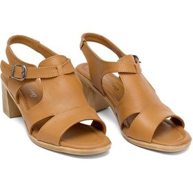 Resim Elit Koc22-02 Kadın Hakiki Deri Topuklu Sandalet Taba Taba 