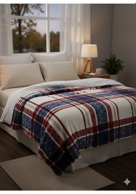 Resim Padişah Halı Çift Kişilik Battaniye 200 240 Cm Kırmızı - Lacivert 