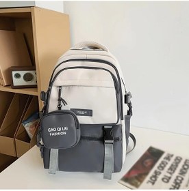 Resim Topshop1 Gri Gao Laı Fashıon Trendy Naylon Sırt Çantası Öğrenciler İçin Kontrast Renk Tasarımı Ayarlanabilir Askılar Fermuarlı Bölmeler Okul Çantası Gri 