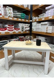 Resim ÇİÇEKLİ AVM orta sehpa krem renk ofis sehpası ofis masası orta masa ev mutfak, balkon, bahçe sehpası 