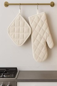 Resim Isı Geçirmez Pamuk Karışımlı Fırın Eldiveni ve Fırın Tutacağı 