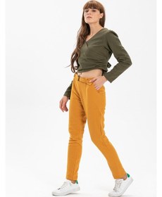 Resim Eliş Şile Bezi Kemerli Pazen Pantolon Hardal Hrd Hardal 