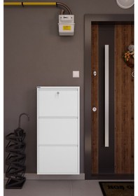 Resim Ceha Kilitli Metal Ayakkabılık 3'lü Kar Beyazı - K.AYK-3 /AB9003/KL 