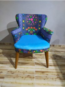 Resim Azra Aksesuar Ahşap Berjer Nubuk Kumaş Ahşap Ceviz Ayak Geniş Oturum Ahşap Ayaklı Sandalye Koltuk Etnik Desen 