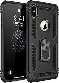 Resim Microsonic Apple iPhone X için Kılıf Military Ring Holder Siyah [iPhone X ile Uyumlu Kılıf - Siyah] 