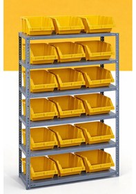 Resim 6 Katlı Galvaniz Çelik Raf - Depo, Arşiv, Kiler, Dosya, Market Rafı 31x75 Cm-150 Cm-0.70 Mm Gri 