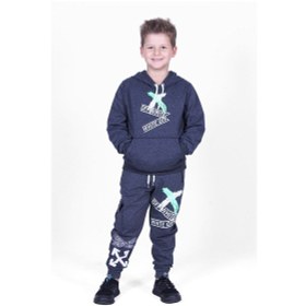 Resim Panios Kids Alt-üst 3'lü Erkek Çocuk Yazı Baskılı Bel Detayı Lastikli Pijama Takımı Çok Renkli 