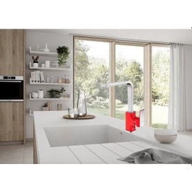 Resim Eca Tiera Bi-Color Eviye Mutfak Bataryası Krom Kırmızı 103318065 