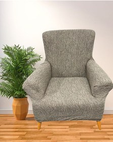 Resim StarMall Jakarlı Çubuk Desen Koltuk Örtüsü Koltuk Kılıfı Lastikli Esnek Yıkanabilir Tekli Bir Adet Vizon 