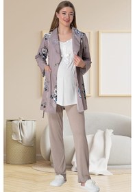 Resim Mecit Pijama Mecit 5804 Elisa Vizon Sabahlıklı Lohusa Pijama Takımı 