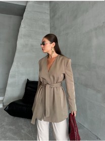 Resim Haki Elegant Kuşaklı Ceket Haki 