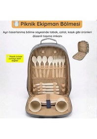 Resim Termal Piknik Sırt Çantası 20 Lt İzolasyonlu Bölmeli Outdoor & Kamp Çantası-310 Gri 