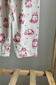 Resim Leo Baby Store Kız Bebek & Çocuk [1-2-3 Yaş] Beyaz Kedi Desenli Model Pijama Takımı 