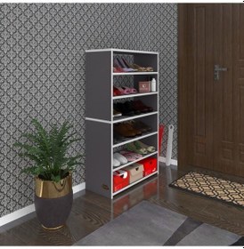 Resim Kenzlife Ayakkabılık Goya Gri 120 70 30 Arkalıksız Ayakkabı Ofis Dolabı İki Bölme 