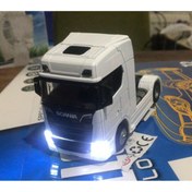 Resim metaş oyuncak Oyuncak Metal Model Işıklı Sesli Beyaz Scania Tır Çek Bırak 12 cm 