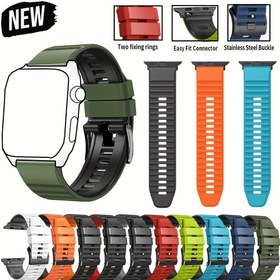 Resim Apple Watch Ultra 2 & Serisi 10/9/8/7/6/5/4/3 SE için Ayarlanabilir Silikon Saat Kayışı - Yumuşak, Rahat, Değiştirilebilir Kayış Paslanmaz Çelik Toka ile, Canlı İki Tonlu Tasarım, Şık ve Dayanıklı, Moda Saat Aksesuarı|Şık Saat Geliştirme|Dayanıklı Saat Kayışı, Apple Watch Aksesuarları 