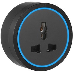 Resim Neevoyu Siyah Alüminyum Akrilik Power Rail Uyumlu Kaydırmalı Soket, 3-pin Evrensel, Mavi Led Göstergeli, Kolay Kurulum, 110v-250v 