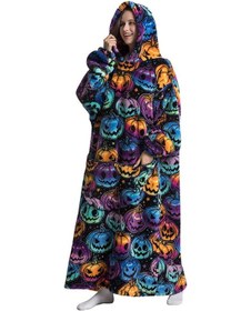 Resim Sevimli Kapüşonlu Giyilebilir Battaniye Koyu Turuncu 