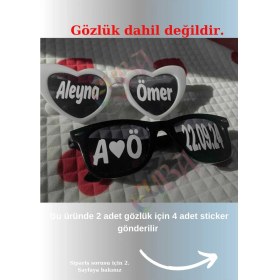 Resim 2 Adet Gözlük Camı Için (Gözlük Dahil Değildir) Sticker Gelin Damat Gözlüğü Için Gözlük Sticker 