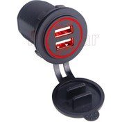 Resim Araç Çift Port Usb Şarj 12-32 Volt Oto Şarj Kırmızı 