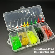 Resim 40 Adet Yumuşak Kurşun Başlı Kancalar, 10 Renkli Kurşun Başlar, 30 Spiral T-Kuyruklu Anti-Snag Güçlendirilmiş Kuyruklu Bass ve Deniz Levreği Başlangıç Seti 