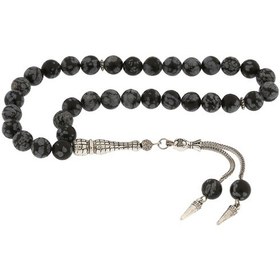Resim ​Doğaltaş Metal Püsküllü Obsidyen Taşı Tesbih 