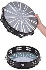 Resim Midex TF-30SL Çift Sıra 8 Zilli Gümüş Renk Derili Tef Tamburin 25.5 CM 