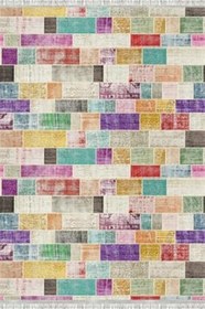 Resim Patchwork Westa Kaymaz Tabanlı Yıkanabilir Antibakteriyel Dijital Baskı Patchwork Halı Kilim, PW-8094A-WST-100X400 