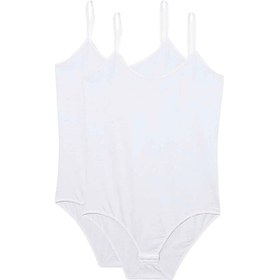 Resim 2 Adet İp Askılı Kadın Çıtçıtlı Body Beyaz Çok Renkli 
