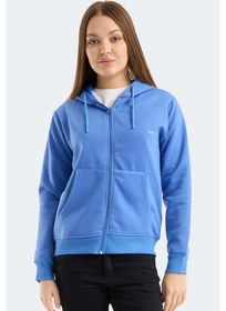 Resim Slazenger Mılıo I Kadın Fermuarlı Kapüşonlu Cepli Indigo Sweatshırt Indigo 