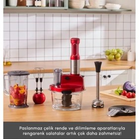 Resim Karaca Sebze, Et ve Meyve Dilimle Doğra Karıştır Rendele Çırp Smoothie Yap 6 Bıçaklı 2500W Yüksek Güçlü Premium Mutfak Robotu & Blendır Inox 