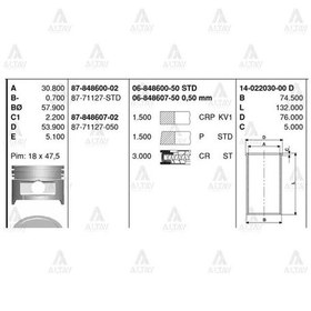 Resim GOETZE ISS 6-848600-50 Segman Std 1.3 Accent Mılenyum Goetze 