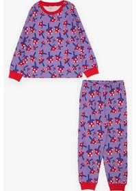 Resim Breeze Kız Çocuk Pijama Takımı Mantar Desenli 1-4 Yaş, Lila-lila Lila 