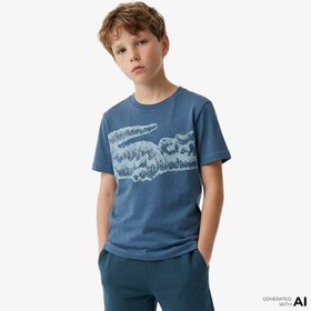 Resim Lacoste Çocuk Bisiklet Yaka Baskılı Lacivert T-Shirt 