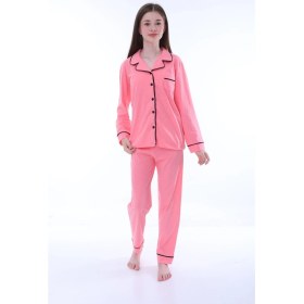 Resim Gömlek Yaka Cep Detaylı Pembe Kız Çocuk Pijama Takımı 