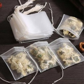 Resim 100 Adet Tek Kullanımlık Çay Poşetleri - Dokusuz Kumaş, Şeffaf ve Nefes Alabilir Bağcıklı Kapama ile Yaprak Çayı, Otlar, Baharatlar İçin - Ev, Ofis, Seyahat, Baharat Saklama için Yüksek Kaliteli Tek Kullanımlık Çay Süzgeçleri | Basit Tasarım | Dokumasız Malzeme, Çay Aksesuarları 
