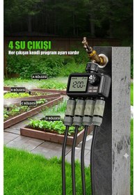 Resim 4 Çıkışlı Dijital Bahçe Sulama Zamanlayıcısı - Otomatik Sulama Sistemi 