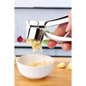 Resim Paslanmaz Çelik Sarımsak Presi, Manuel Mutfak Aleti, Gümüş Renk 