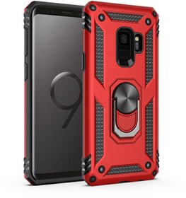 Resim Smcase Samsung Galaxy S9 Kılıf Vega Yüzüklü Çift Katmanlı Tank Silikon 