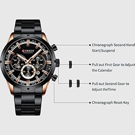 Resim Jfyoda 8355 Lüks Klasik İş Kuvars Erkekler İzle 3ATM Su Geçirmez Büyük Büyük Kadran Aydınlık Bilek İzle Takvim Dakika Saniye Kronograf 24 saat Üç Alt Kadranlı Kol Saati Alaşım Kayış Bandı 