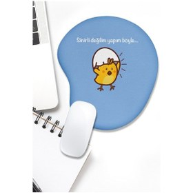 Resim Mouse Pad Baskılı Bilek Destekli Sinirli Civciv Mousepad 