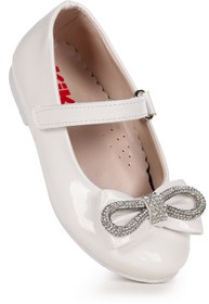 Resim Kiko Kids Bowtie Papyon Taşlı Cırtlı Kız Çocuk Babet Ayakkabı 