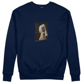 Resim İnci Küpeli Kız Sweatshirt - Lacivert / L 