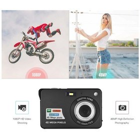 Resim Xindoker Siyah Dijital Fotoğraf Makinesi - 48mp Cmos Sensör, 1080p Video, 8x Dijital Zoom, 2.7" Lcd Ekran, Elektronik Anti-sallama, Yenilenebilir Pil 