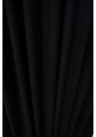 Resim Kadife Dokulu Ada Fon Perde Salon Yatak Odası Siyah 