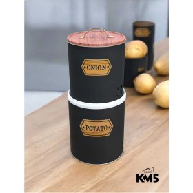Resim Feyza Design 2'li Metal Patates ve Soğan Saklama Kabı, Desenli, Şık ve Dayanıklı 