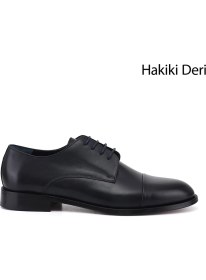 Resim Gönderi(r) Erkek Lacivert Antik Bağcıklı Kösele Taban Hakiki Deri Klasik Ayakkabı 