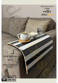 Resim Antrasit-beyaz Renk Çok Amaçlı Koltuk Kenar Sehpası, Supla, Yemek Servis Altlığı Antrasit-beyaz 