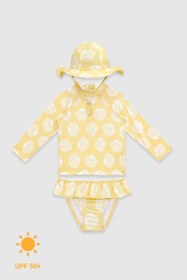 Resim UV Korumalı Uzun Kollu Şapkalı Kız Bebek Mayo Seti Sunny Shells - Sunny Shells / 18-24 Ay 