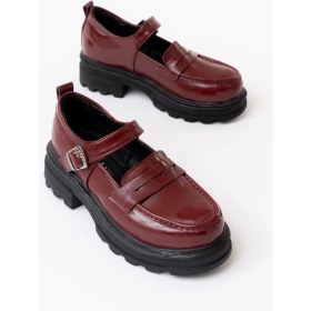 Resim Aska 745-771 Bordo Rugan Kadın Günlük Yüksek Tabanlı Loafer Ayakkabı 